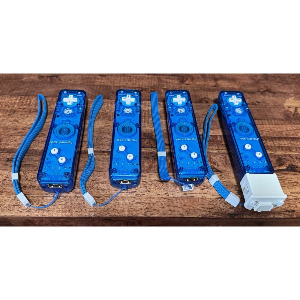4 Rock Candy Blueberry Boom Blue Controllers Nintendo Wii Remotes UNTESTED